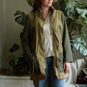 Maison Jules Army Green Canvas Utility Jacket Small